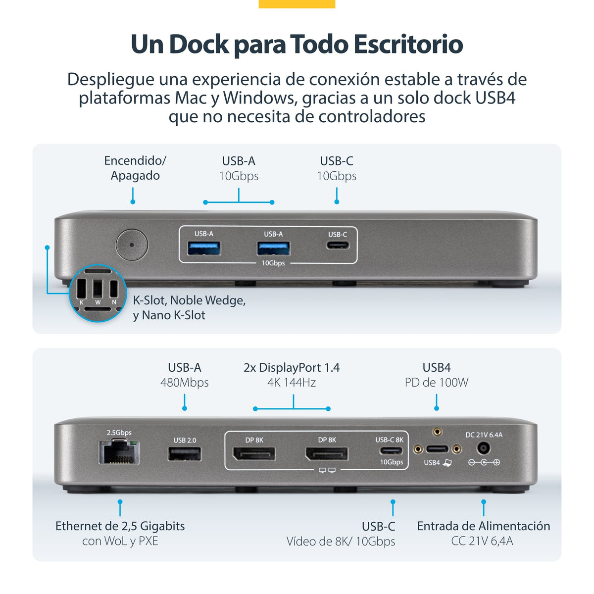 EAN 0065030921930 - StarTech.com 208UE-USB4-DOCK base para portátil y replicador de puertos Alámbrico Gris imagen 5