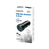 Logilink Car Charger, 2 Port, 10.5w, Illuminated, Negro