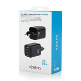 Aisens Cargador Gan 65w, 2xusb-C Pd3.0 Qc4.0, 1xusb-A Qc3.0, Negro