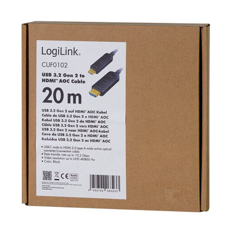 EAN 4052792063233 - LogiLink CUF0102 adaptador de cable de vídeo 20 m USB Tipo C HDMI tipo A (Estándar) Negro imagen 5