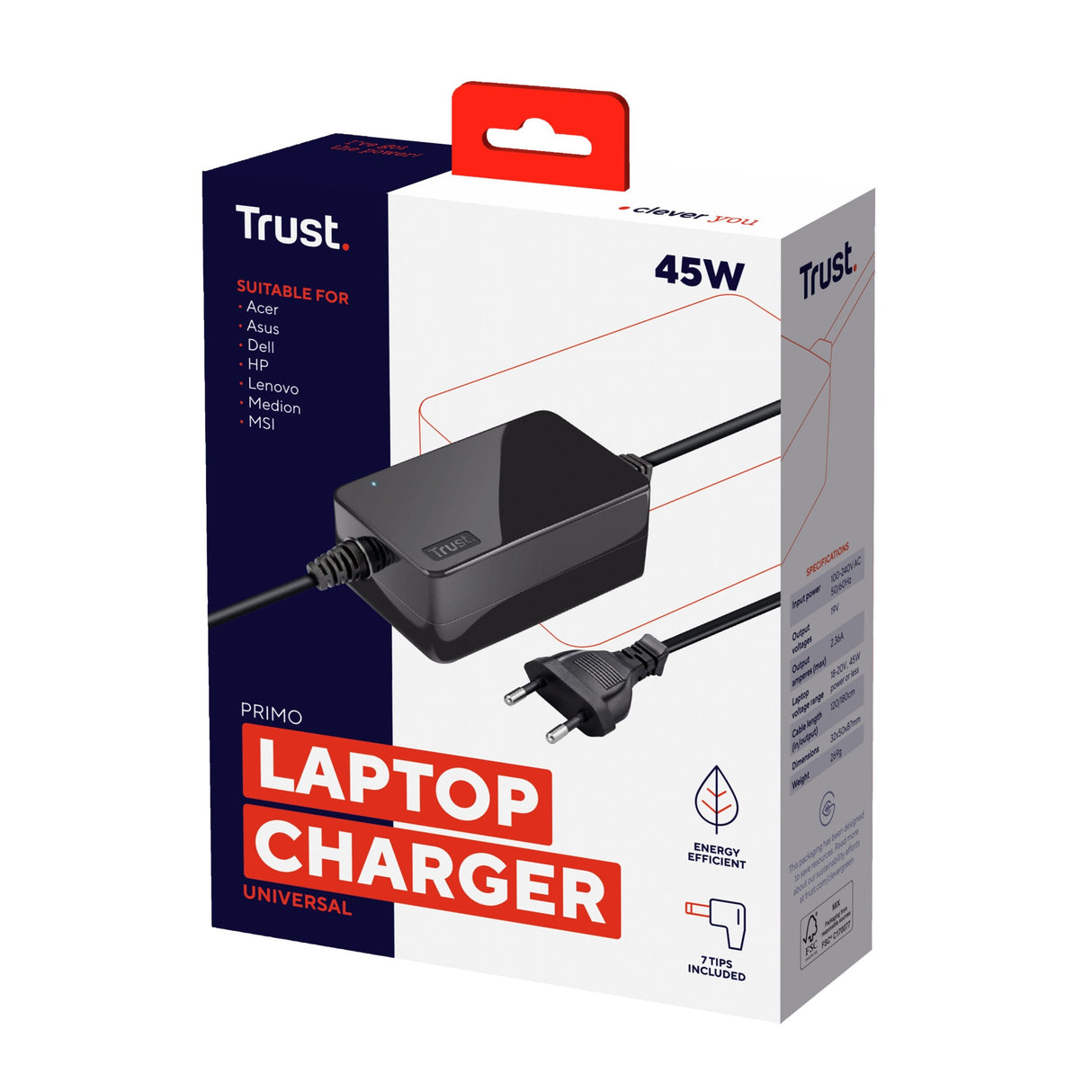 Ac Adapter Universal Notebook 45w Primo Trust 45w