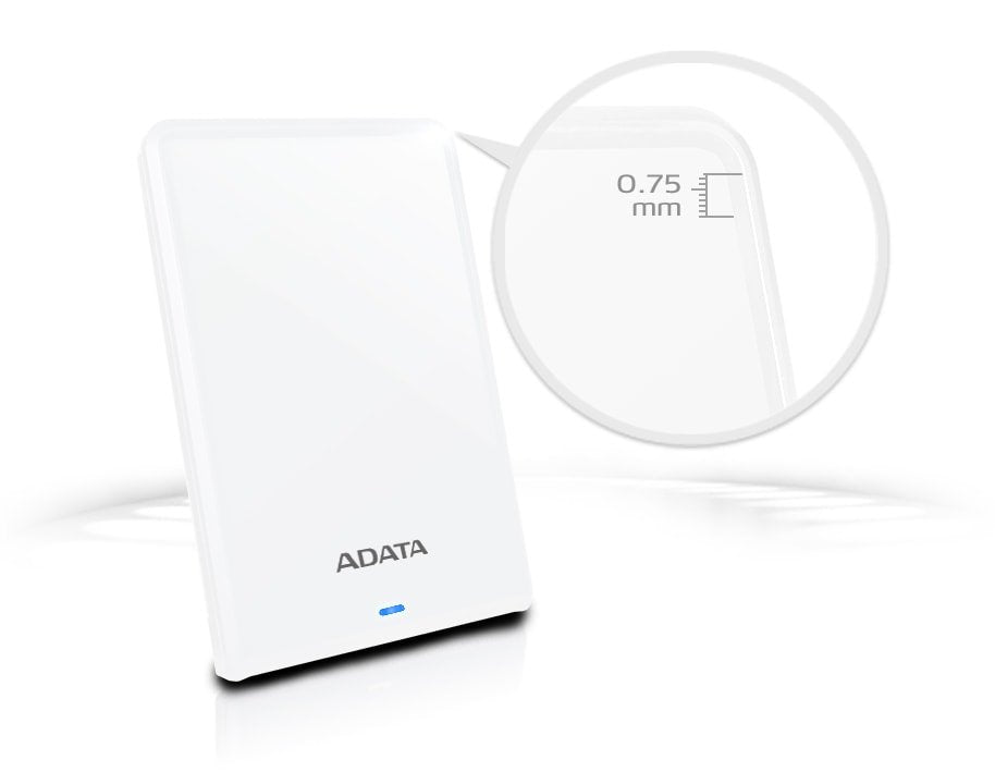 Adata 1tb Portable Hard Drive (White) Hv620s Usb 3.1, Color Box