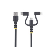 Rugged Usb Multi Charging Cablecabl Usb To Lightning/Micro-Usb/Type-