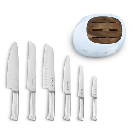 EAN 8017709344207 - Smeg KBSF02PB taco para cuchillos Bloque con ranuras para cuchillos Plástico, Acero inoxidable, Madera Az imagen 7