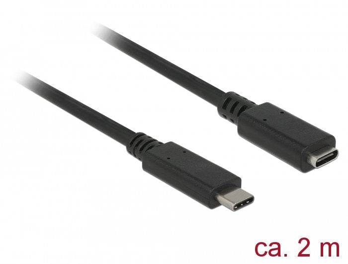 Delock Cable Usb-C Extension M/H 2m  Negro 3.1, 3 A