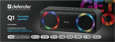 EAN 4745090820195 - Defender Q1 Altavoz portátil estéreo Negro 10 W imagen 6