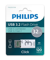 Philips Usb 3.2 32gb Click Series Gen 1 Usb-C Unidad Flash Usb 128 Gb Usb Tipo A 2.0 Plata