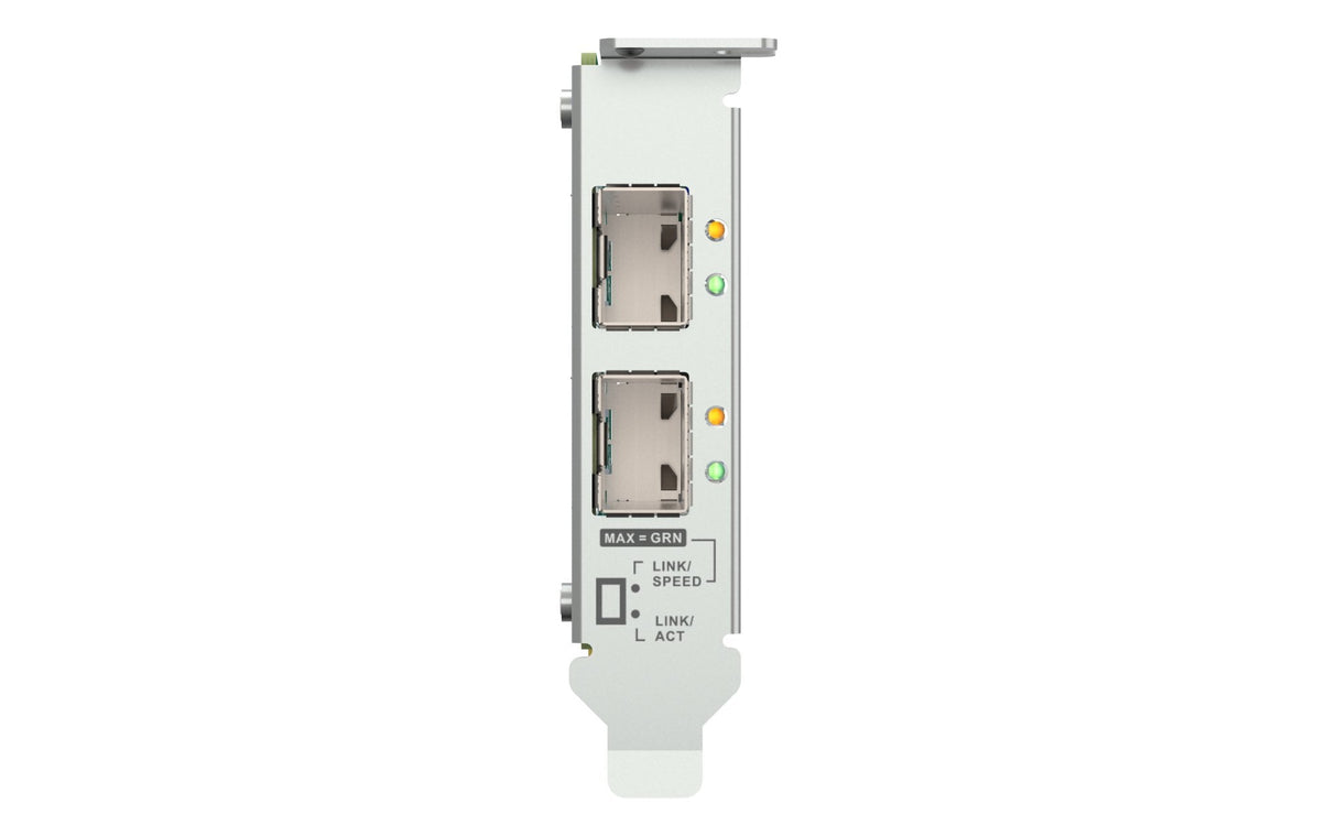 Qnap Qxg-25g2sf-Bcm Adaptador De Red Pcie 4.0 X8 Perfil Bajo 25 Gigabit Sfp28 X 2 Para P/N: Cab-Dac15m-Sfp28 Cab-Dac15m-Sfpp Trx-10gitsfpp-Sr Trx-25gsfp28-Sr