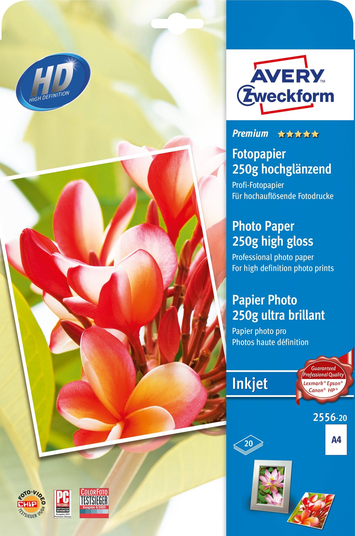 Avery Zwckform Papel Fotográfico Premium De Alto Brillo 250 G A4