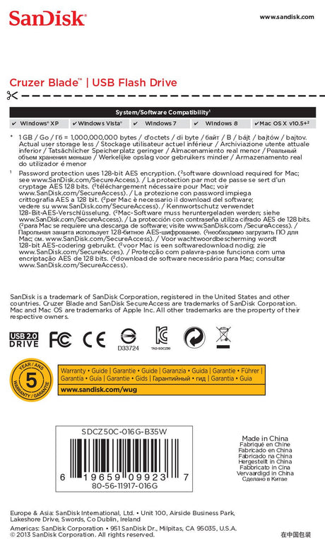 EAN 0619659099237 - SanDisk Cruzer Blade unidad flash USB 16 GB USB tipo A 2.0 Blanco imagen 5