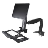 Startech.Com Brazo De Soporte De Pie Y Sentado Ajustable Vesa Para Monitores De Hasta 24 Pulgadas Con Soporte Para Teclado Y Ratón