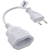 Inline® Euro Type C Plug Power Extensión Macho / Female, White, 0.2m