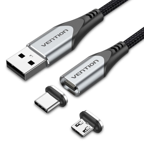 EAN 6922794752726 - Vention CQMHD cable de teléfono móvil Gris, Negro 0,5 m USB A Micro USB Type-B/USB Type-C imagen 1
