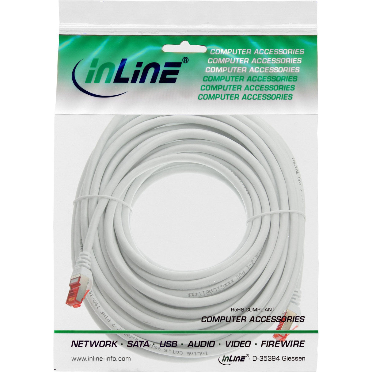 Cable De Red Inline S/Ftp Pimf Cat.6 250mhz Cobre Libre De Halógenos Blanco 7,5m