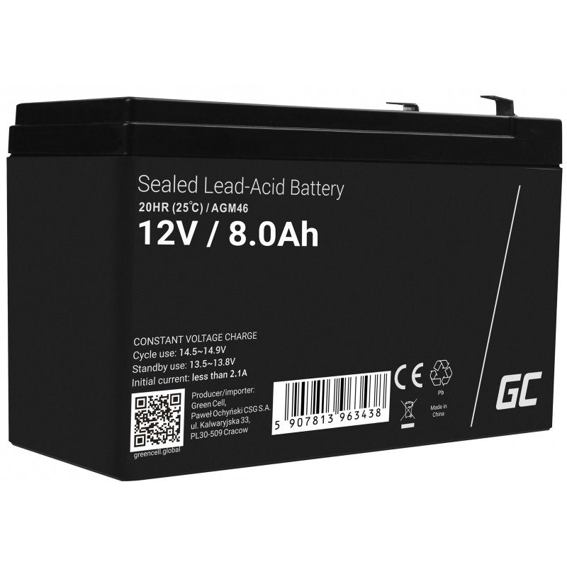 EAN 5907813963438 - Green Cell AGM46 batería recargable industrial Sealed Lead Acid (VRLA) 8000 mAh 12 V imagen 1