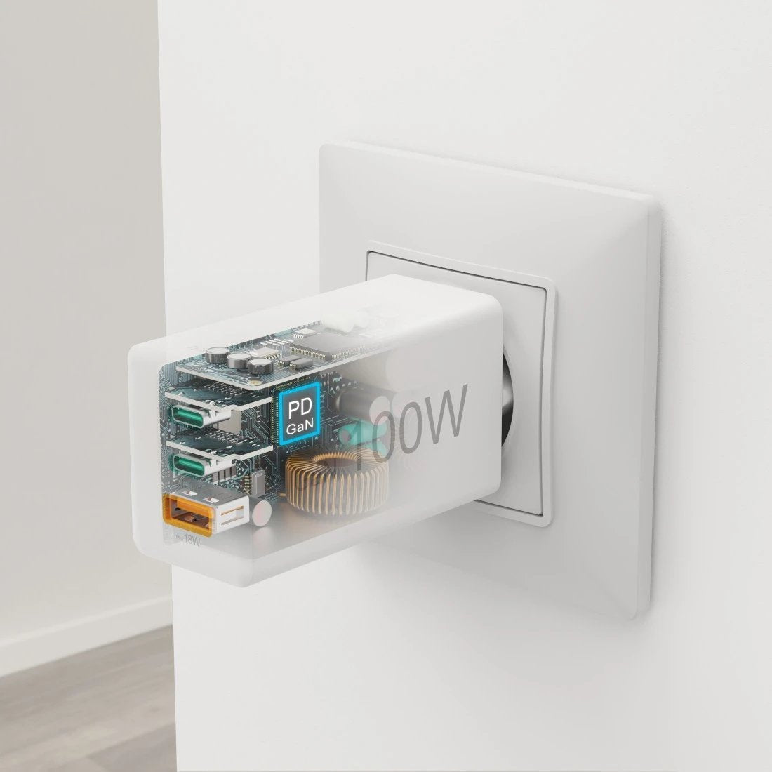Hama Ladowarka Sieciowa Mini 100w Gan Pd/Qc 2x Usb-C, 1x Usb-A Biala
