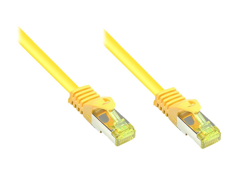Goodconnections Rj45 Cable De Red Mit Cat. 7 Rohcable Und Rastnasenschutz (), S Ftp, Pimf, Halogenfrei, 500mhz, Ofc, Gelb, 5m,