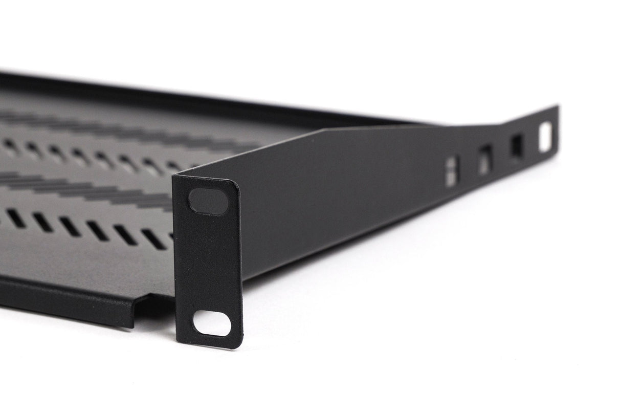 1u Fixed Shelf 19", Depth 250 Mm, Load Capacity 15 Kg, Mounting At 2 Points, Screws Included, Black (Ral 9005)