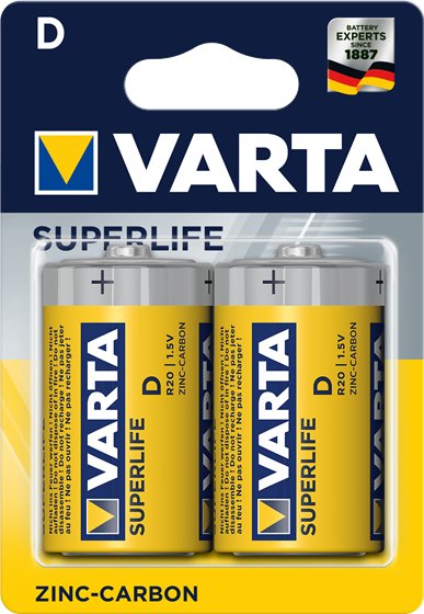 Varta Pack 2 Pilas Zinc-Carbon Superlife R20 D (Zn-C; 2)