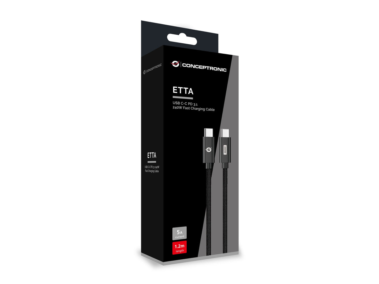 Cable Usb-C Macho A Usb-C Macho 1.2m Conceptronic Pd 3.1 240w 48v 5a  480mbps E-Mark