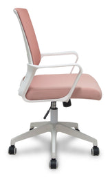 Piqueras Y Crespo Forol Silla Ergo535 Blanca Basculante Respaldo Malla Rosa Asiento Tela Rosa Ruedas Nailon