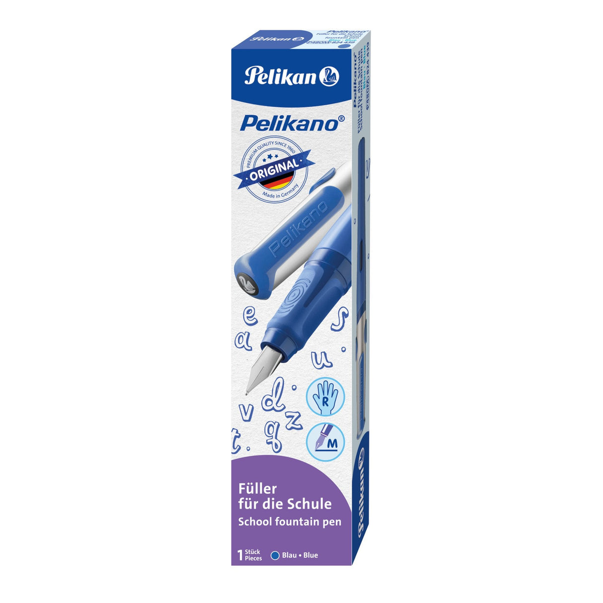 Pelikan 824439 - Pluma Estilográfica Para Diestros, Color Azul, Plumín M
