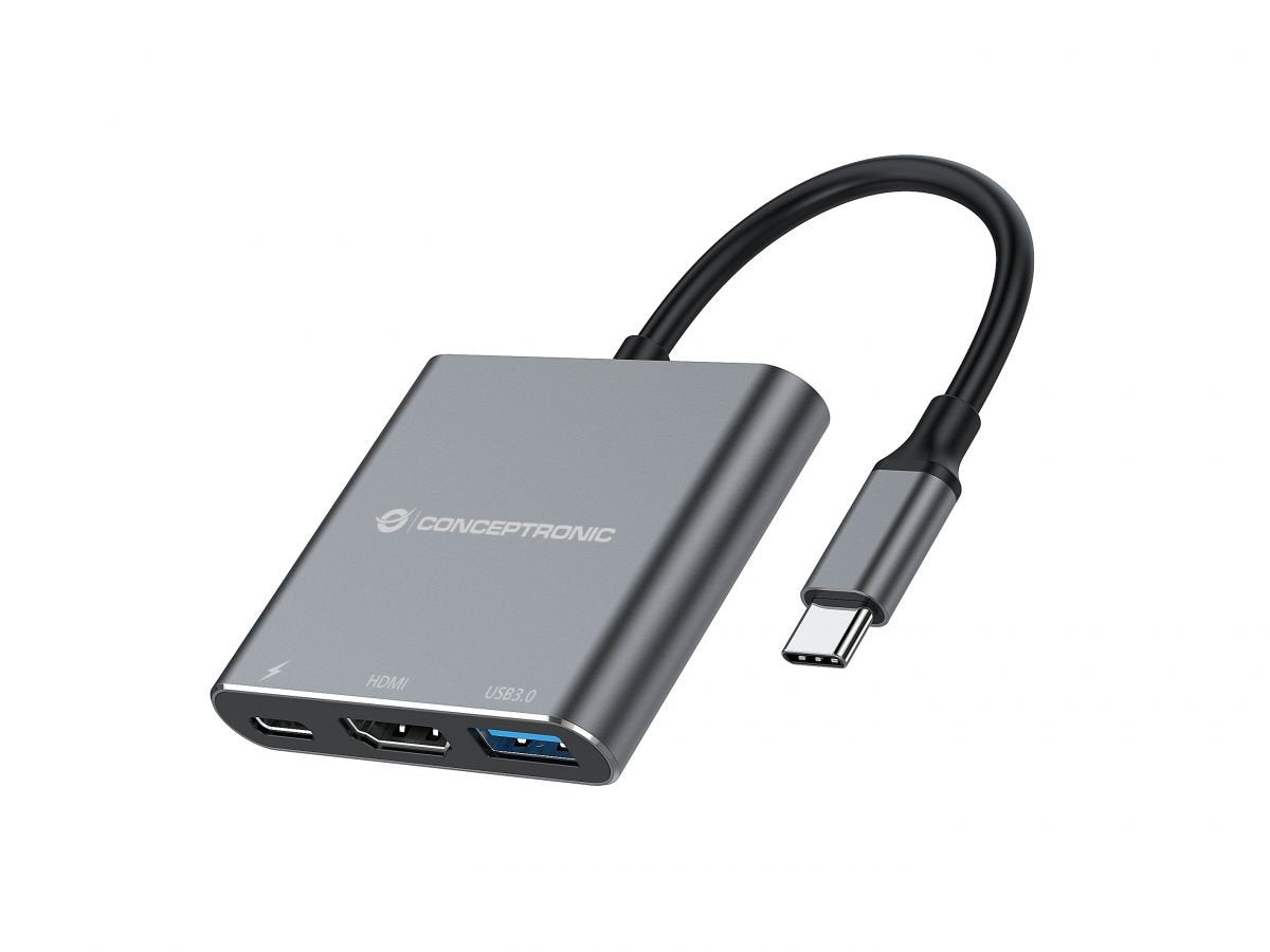 Adaptador Usb-C 3en1 Conceptronic Donn018 Hdmi   Usb -A 3.0 Usb-C  Pd 100w                                                                                                                                                                     A