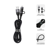 Cable Top 4 En 1 60w Usb-A/2xusb-C/Lightning 1 M Negro Subblim 60w/ Longitud: 1m/ Cable 4 En 1 (Usb-A/C-C/Lightning/ Pd 3.0