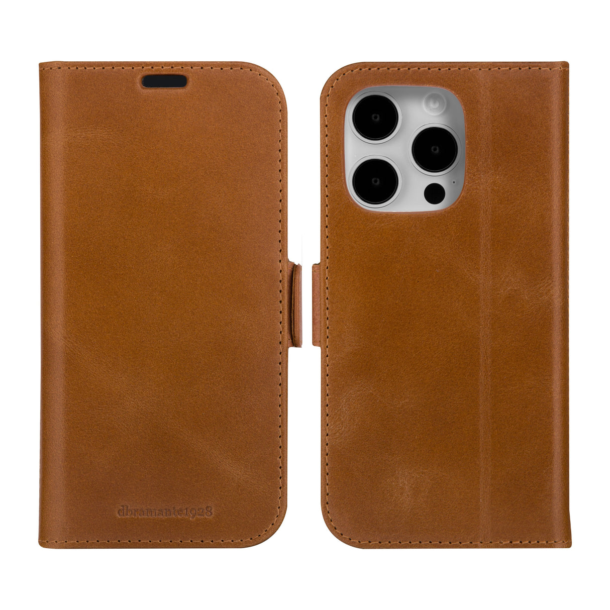 Dbramante1928 Copenhagen Funda Con Tapa Para Teléfono Móvil Piel De Napa Marrón Para Apple Iphone 15 Pro