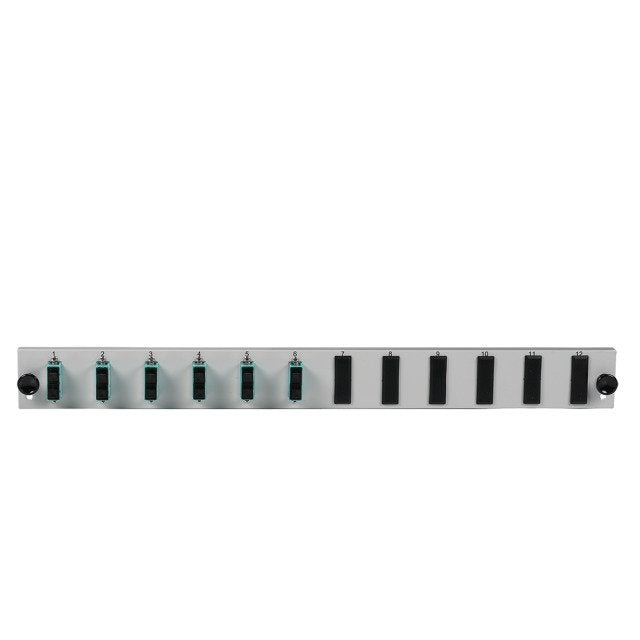 Efb Bestckte 12 Port Frontblende Mit 6 X Sc Duplex Kupplung Om4 Vertikal, Grau