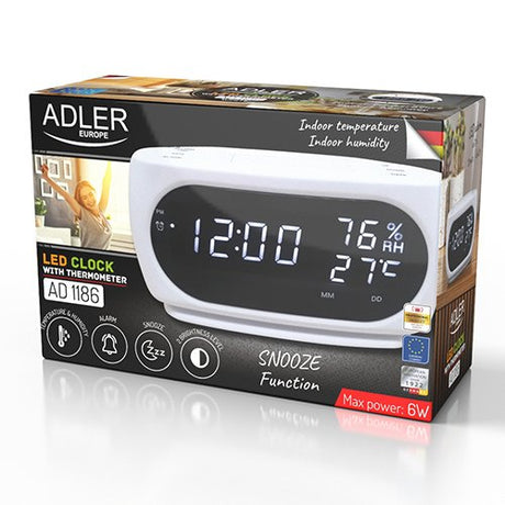 EAN 5905575903150 - Adler AD 1186W despertador Reloj despertador digital Negro, Blanco imagen 7