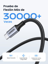 Ugreen 70427 Cable Usb 1 M Usb 2.0 Usb C Negro, Plata