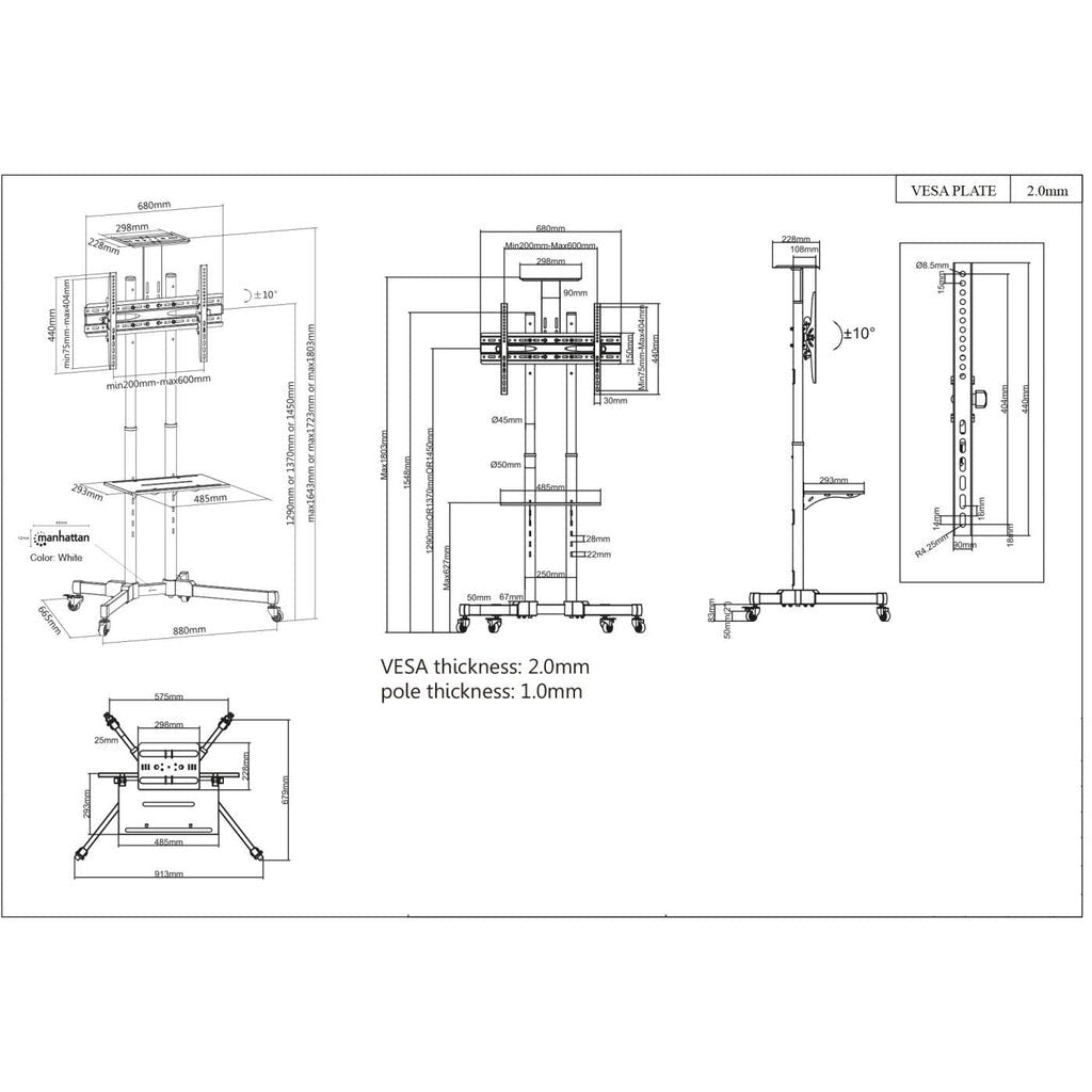 EAN 0766623461238 - Manhattan 461238 soporte para monitor 177,8 cm (70") Negro imagen 12