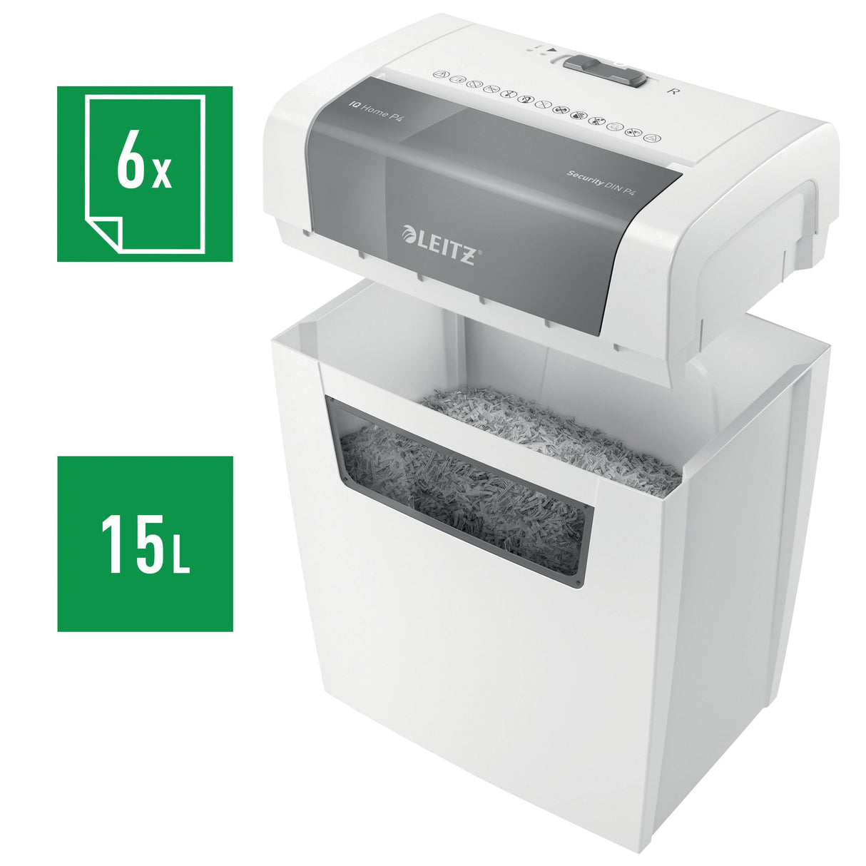 Trituradora Leitz Iq Home, P4, 6 Hojas, Cesta 15 L