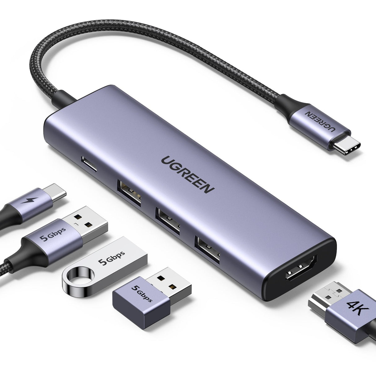 Hub Ugreen 5in1 Usbc To Hdmi+3*Usb 3.0 A+Pd