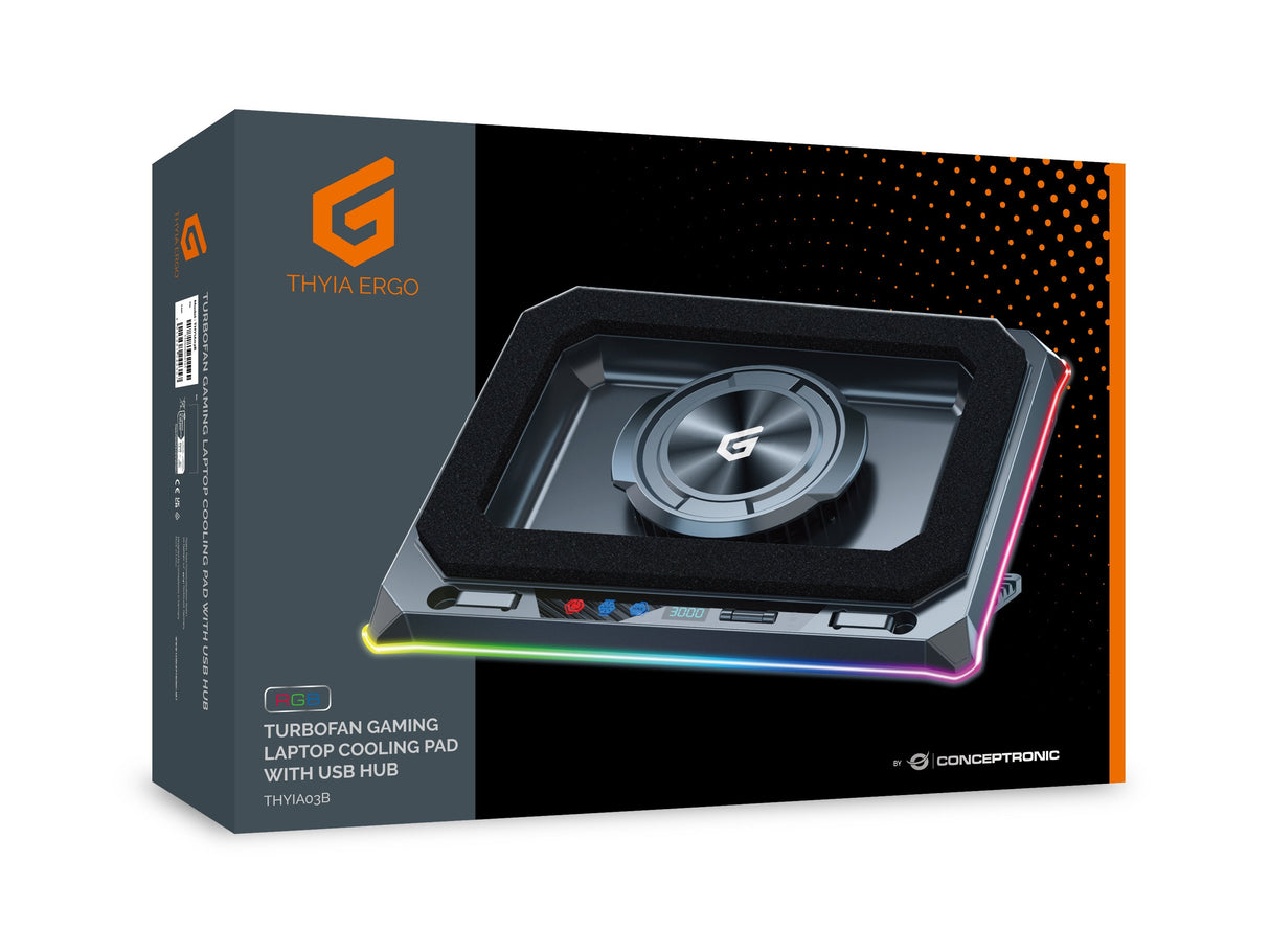 Conceptronic Usb-C Laptop-Almohadilla Refrigerante + Handyhalter, Rgb, 12v