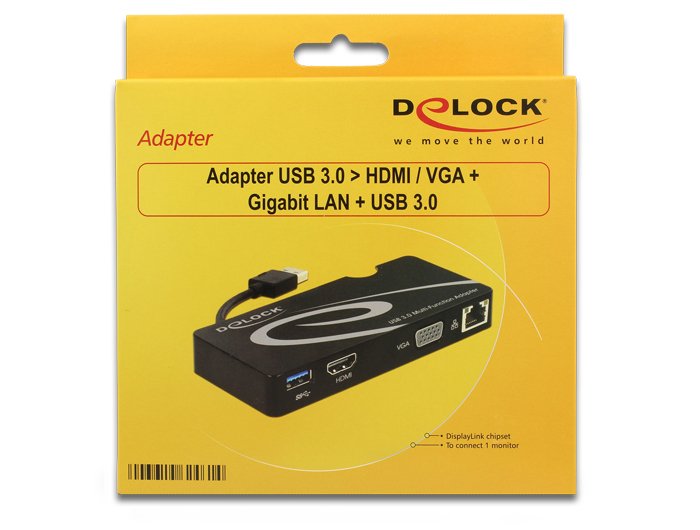Delock Adaptador Usb 3.0 > Hdmi / Vga + Gigabit Lan + Usb 3.0