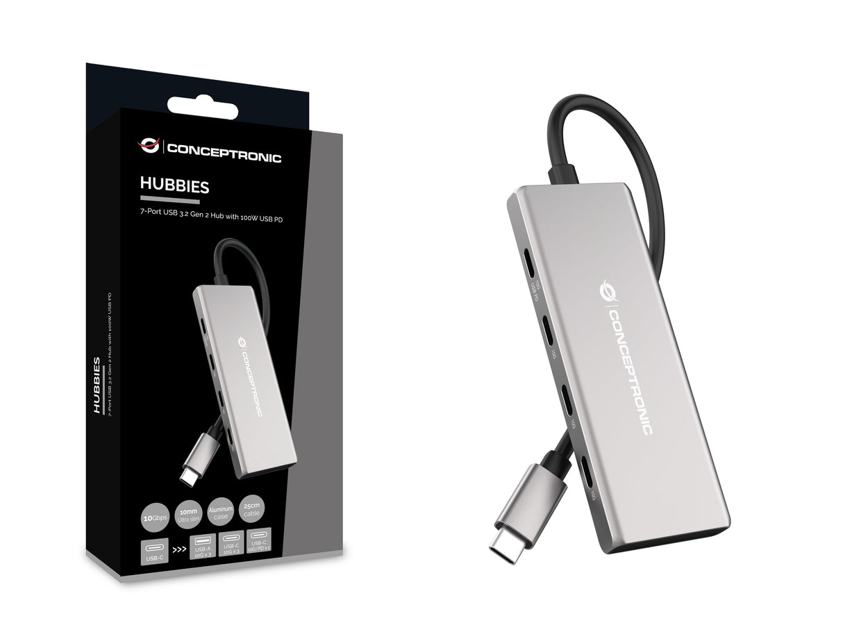 EAN 4015867231371 - Conceptronic HUBBIES17G hub de interfaz USB 3.2 Gen 2 (3.1 Gen 2) Type-C 10000 Mbit/s Gris imagen 5