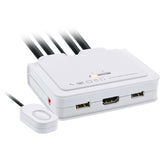 Switch Kvm Con Cable Inline, 2 Puertos, Hdmi, 4k, Usb, Audio