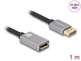 Delock Displayport Cable De Extensión 8k 60 Hz 1 M Gris Metall
