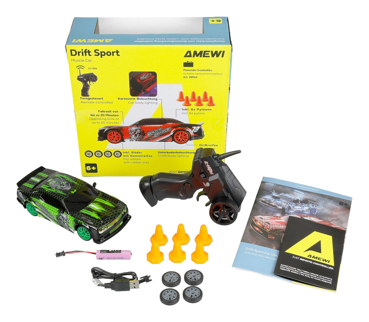 Amewi Drift Sport Muscle Car 4wd 1:24 Rtr Verde 6+
