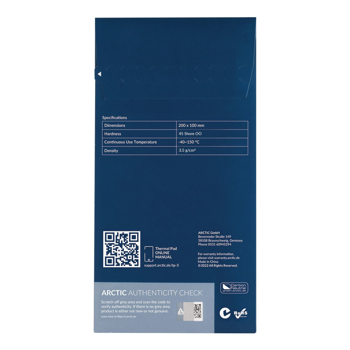 Arctic Thermal Pad Tp-3 200x100mm, T:1.5mm, Pack De 2pcs