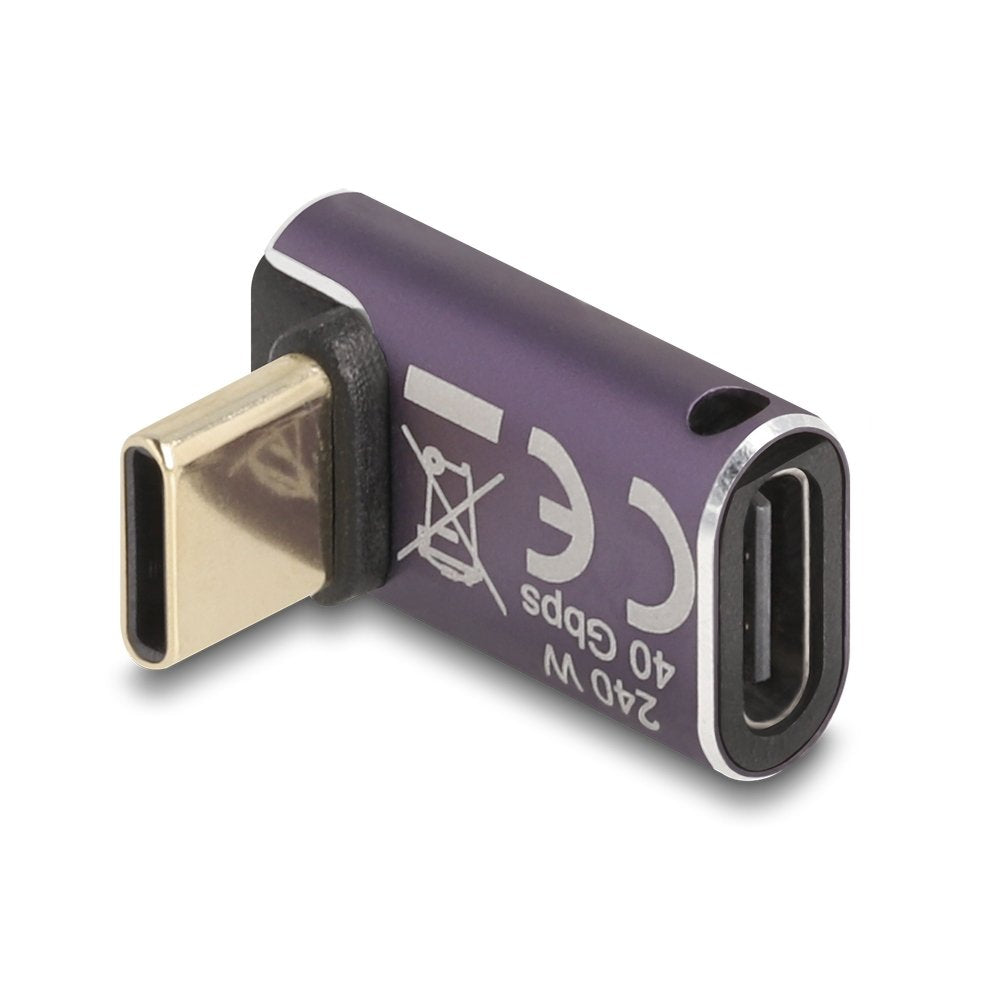 Delock 60289 Usb Adaptador 40 Gbps Usb Type-C Pd 3.1 240 W Macho A Puerto Hembra Sesgado 8k 60 Hz Metal