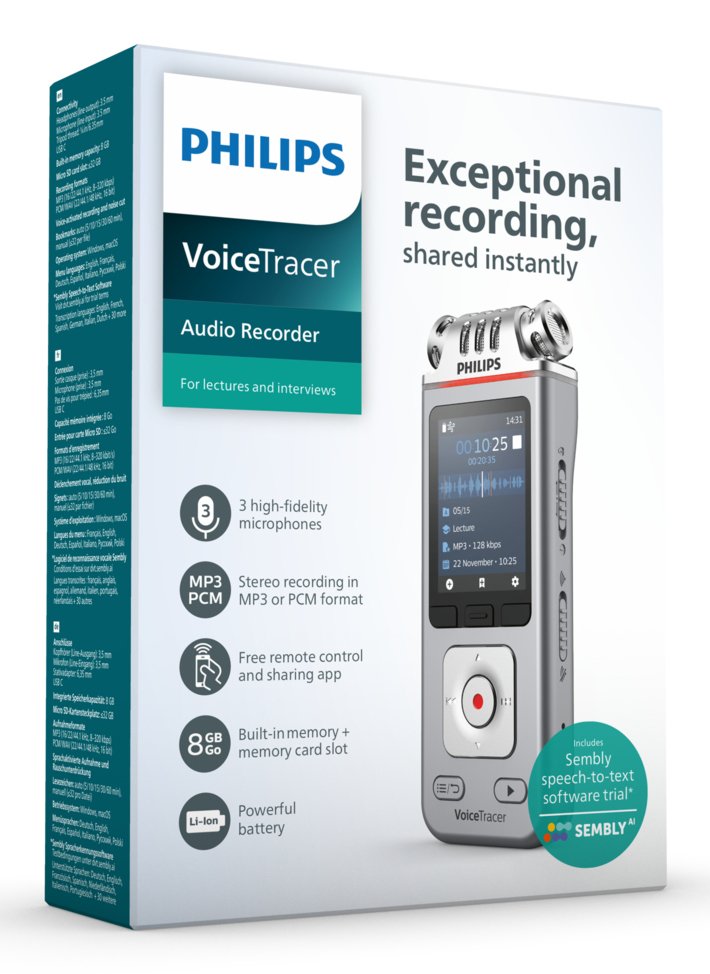 EAN 0855971006892 - Philips DVT4115 Digital Voice Tracer Tarjeta flash Cromo, Plata imagen 8