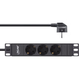Regleta Inline De 10", Contacto De Protección De 3 Vías, Sin Interruptor, 2 M, Negro