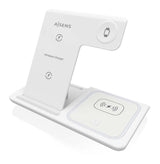 Aisens Cargador Inalambrico Usb-C 3 En 1 De 15w Para Movil, Apple Watch, Ariculares Con Estuche De Carga, Blanco