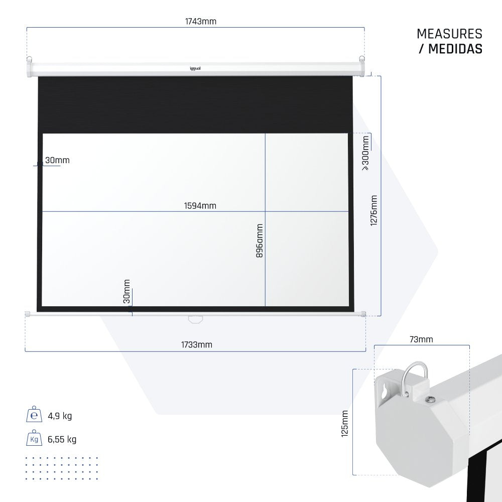 Pantalla De Proyección Iggual Psims159  182,9 Cm (72") 16:9