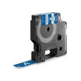 Dymo Rhino Cinta De Etiquetas Industrial Adhesiva Id1-12, Blanco Sobre Azul De 12mmx5´5m, Vinilo
