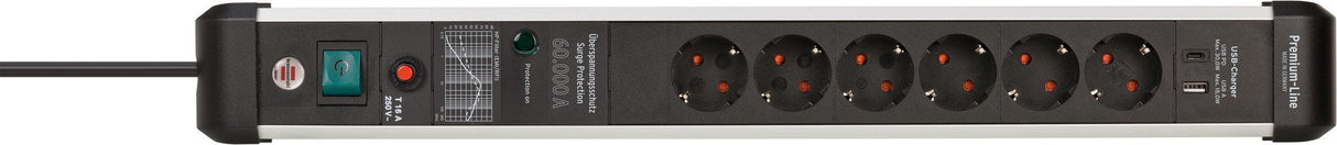 EAN 4007123677078 - Brennenstuhl 1391010620 base múltiple 3 m 6 salidas AC Interior Negro, Plata imagen 1