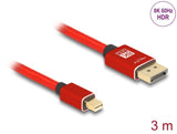 Delock Mini Displayport Zu Displayport Cable 8k 60 Hz 3 M Rot Metall Ohne Einrastfunktion